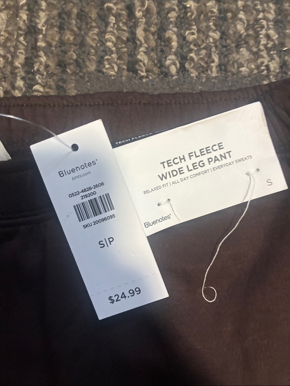 Bluenotes Women's Wide-Leg Knit Track Pants in Brown - Picture 2 of 2